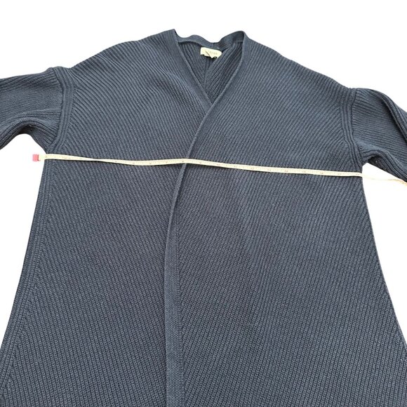 LL Bean Cardigan Women L Reg Navy Blue Knit Duster Long Pockets Open Sweater - Picture 9 of 12